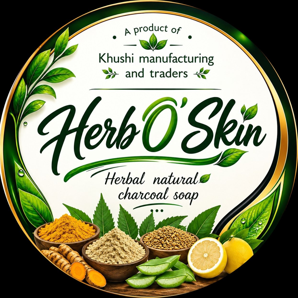 Herb'O'Skin Herbal Natural charcoal Soap